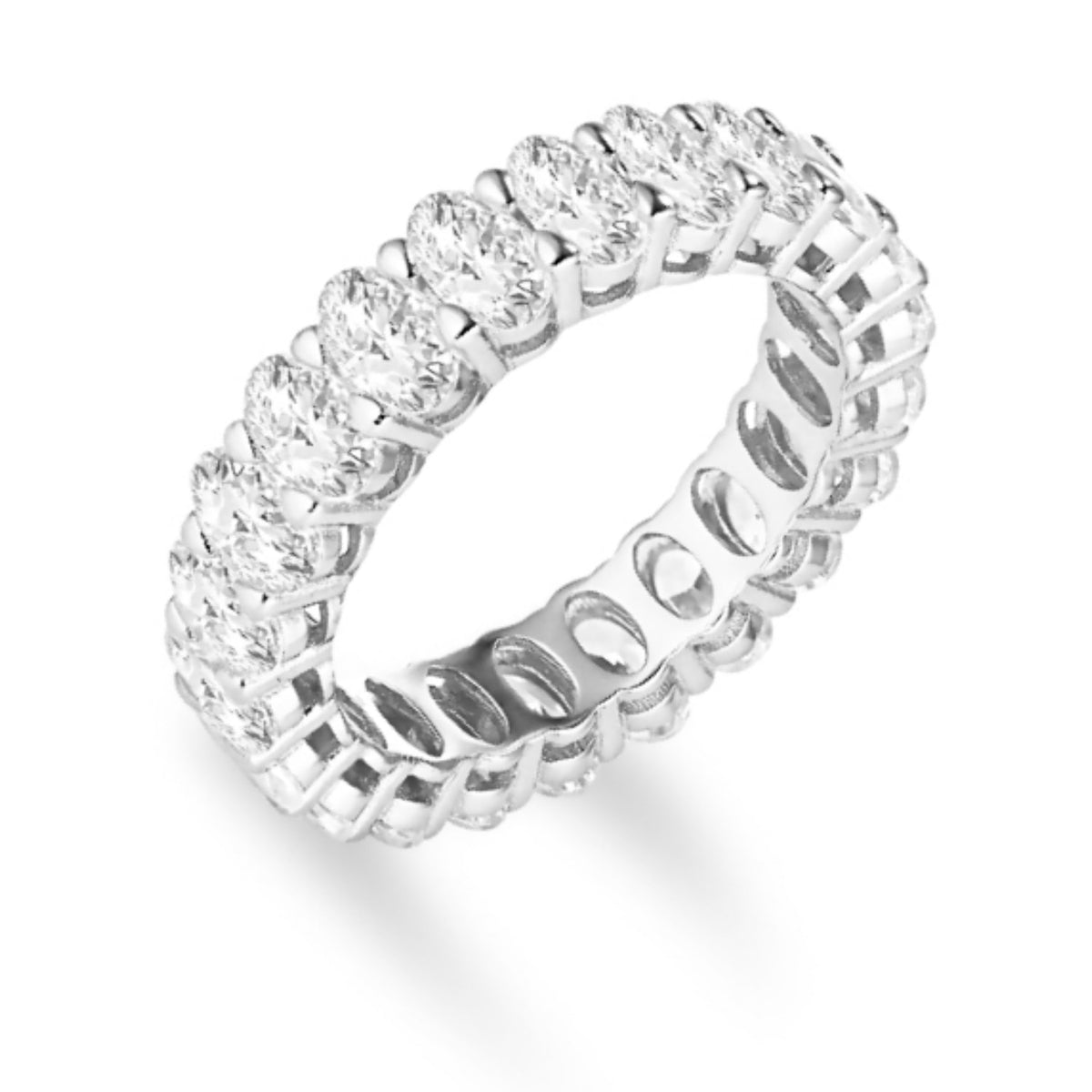 Ophelia Oval Eternity Diamond Ring in 18k White Gold Vermeil