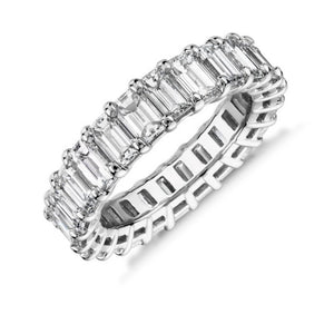 Cartia Emerald Eternity Diamond Ring in 18k White Gold Vermeil