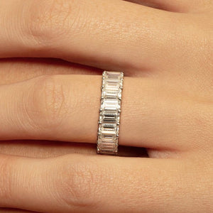 Cartia Emerald Eternity Diamond Ring in 18k White Gold Vermeil