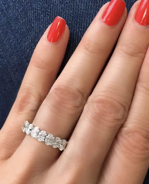 Ophelia Oval Eternity Diamond Ring in 18k White Gold Vermeil