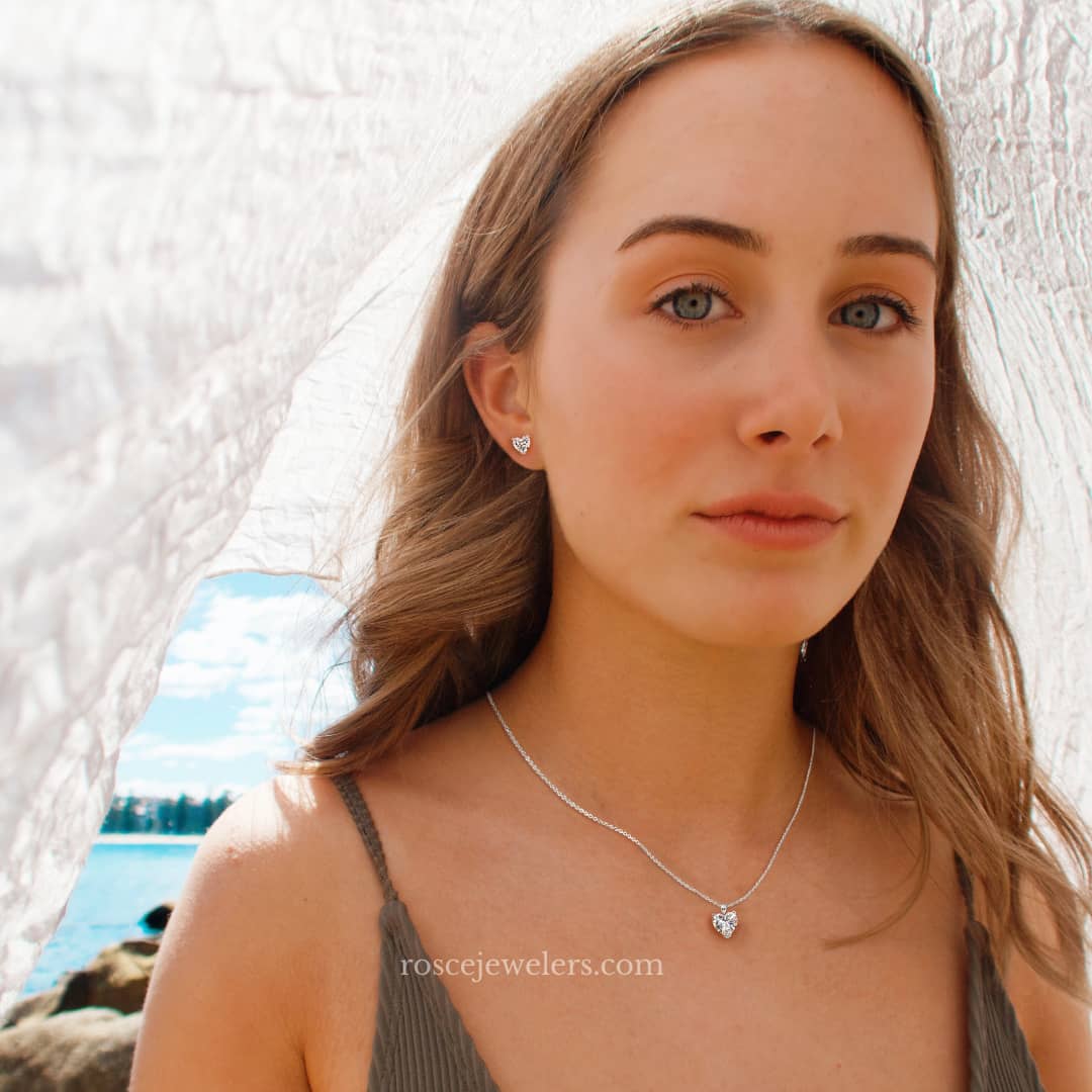 Florence Heart Diamond Pendant in 18k White Gold Vermeil