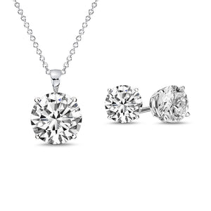 [PROMO SET] Giovanni 4 Prong Necklace Earrings Diamond Set