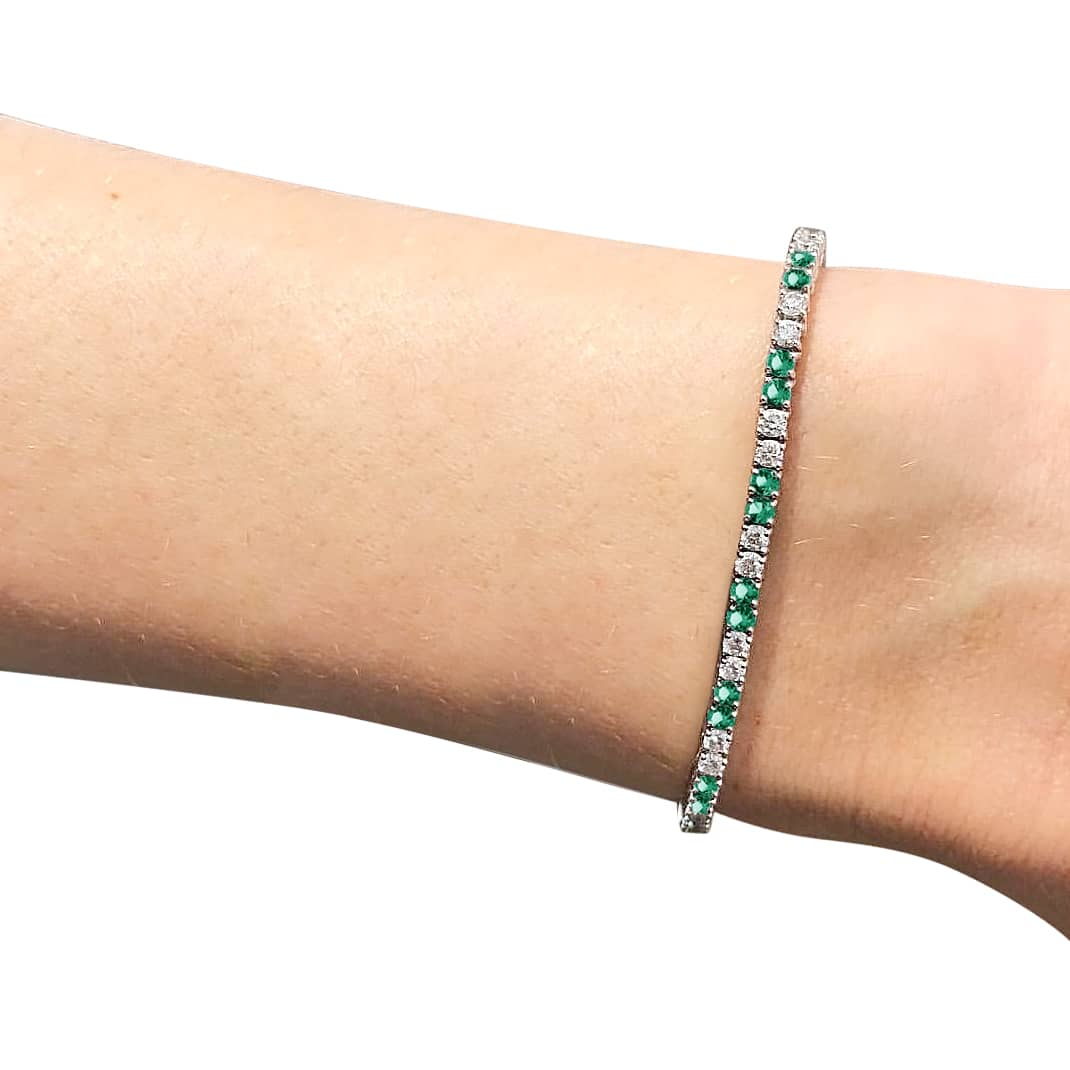 Estrelle Gemstone Diamond Bracelet in 18k White Gold Vermeil