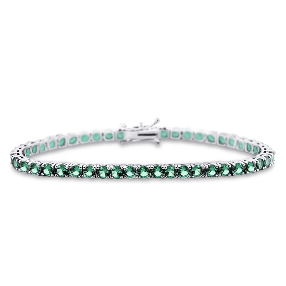Aurelie Gemstone Diamond Bracelet in 18k White Gold Vermeil