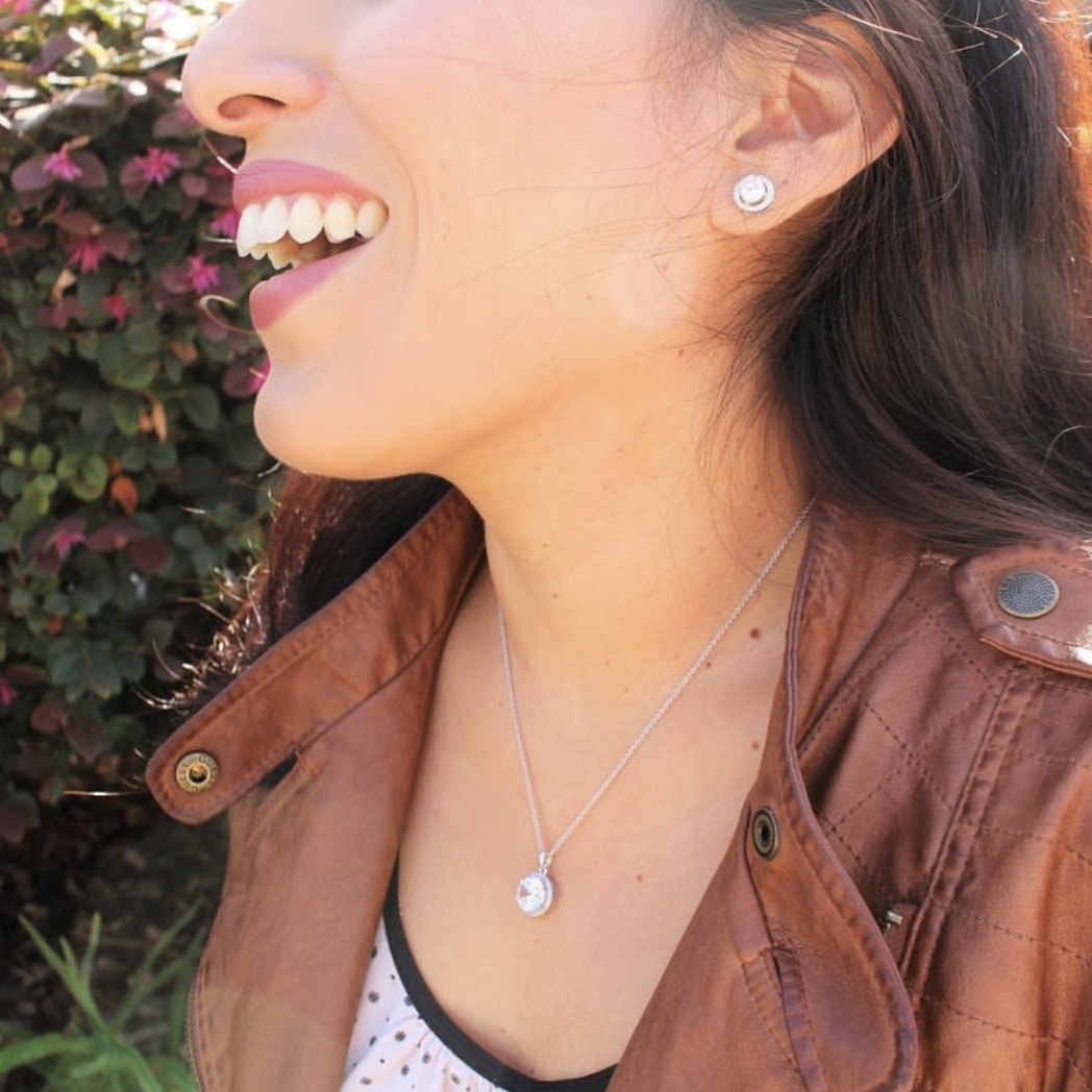 [PROMO SET] Celeste Halo Necklace Earrings Diamond Set