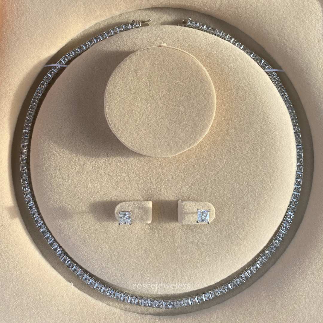 [PROMO SET] Hariette Princess Necklace Bracelet Diamond Set