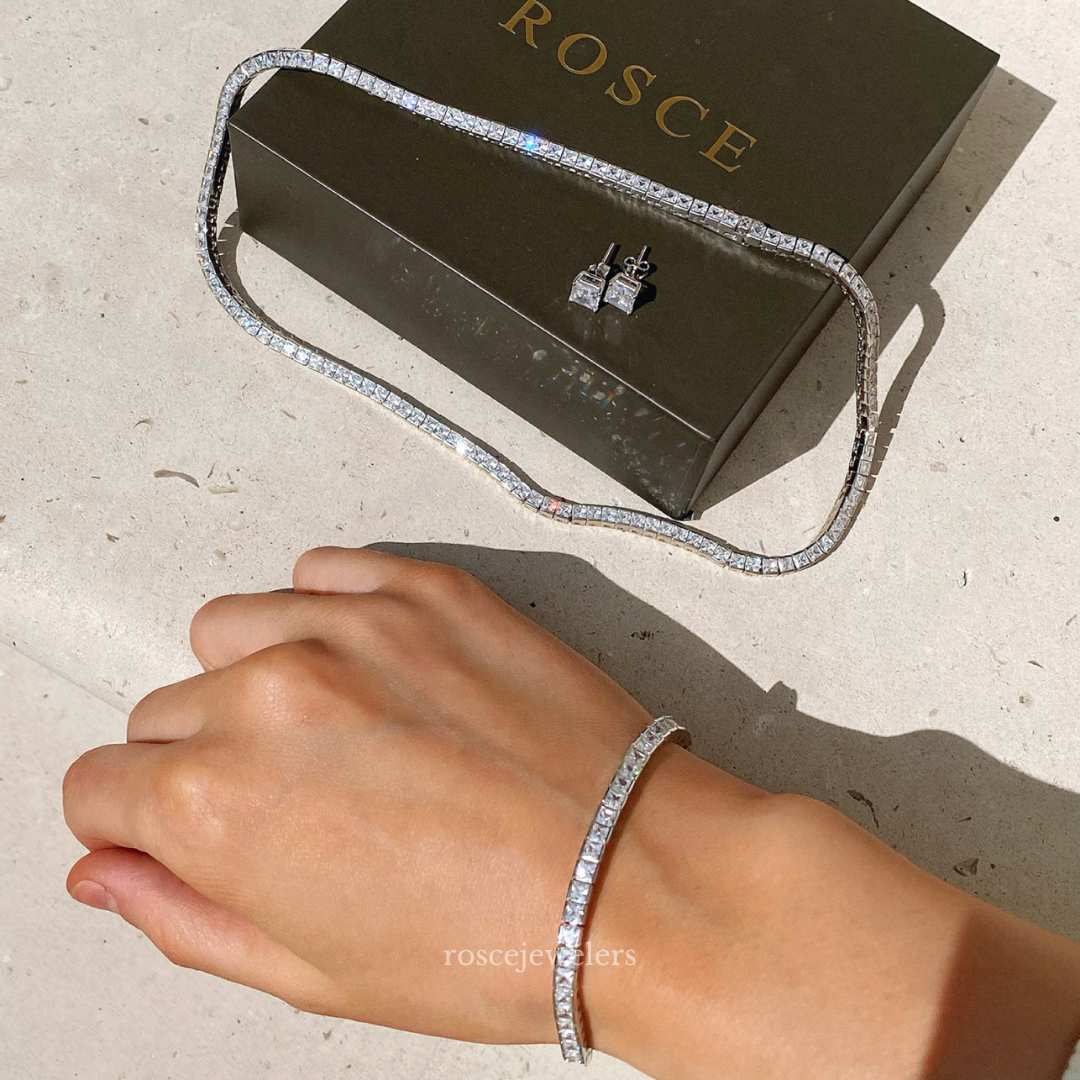 [PROMO SET] Hariette Princess Necklace Bracelet Diamond Set