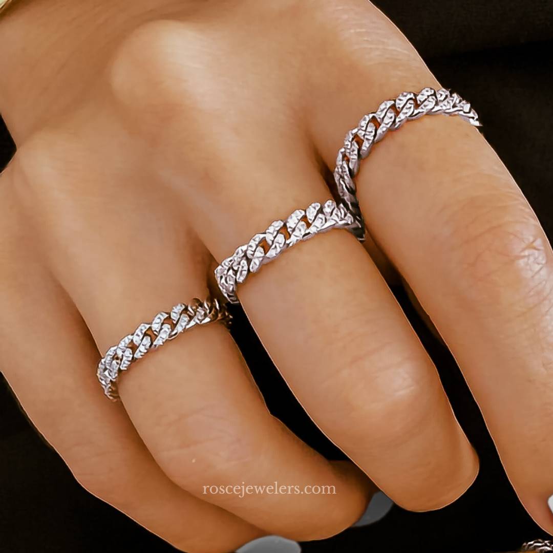 Capri Cuban Eternity Diamond Ring in 18k White Gold Vermeil