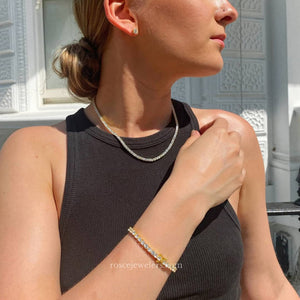 [PROMO SET] Monette 4 Prong Necklace Bracelet Earrings Diamond Set in 18k White Gold Vermeil