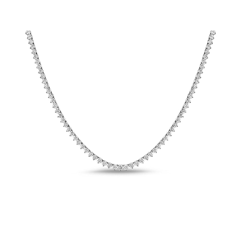 Vivere 3 Prong Diamond Necklace in 18k White Gold Vermeil - ROSCE