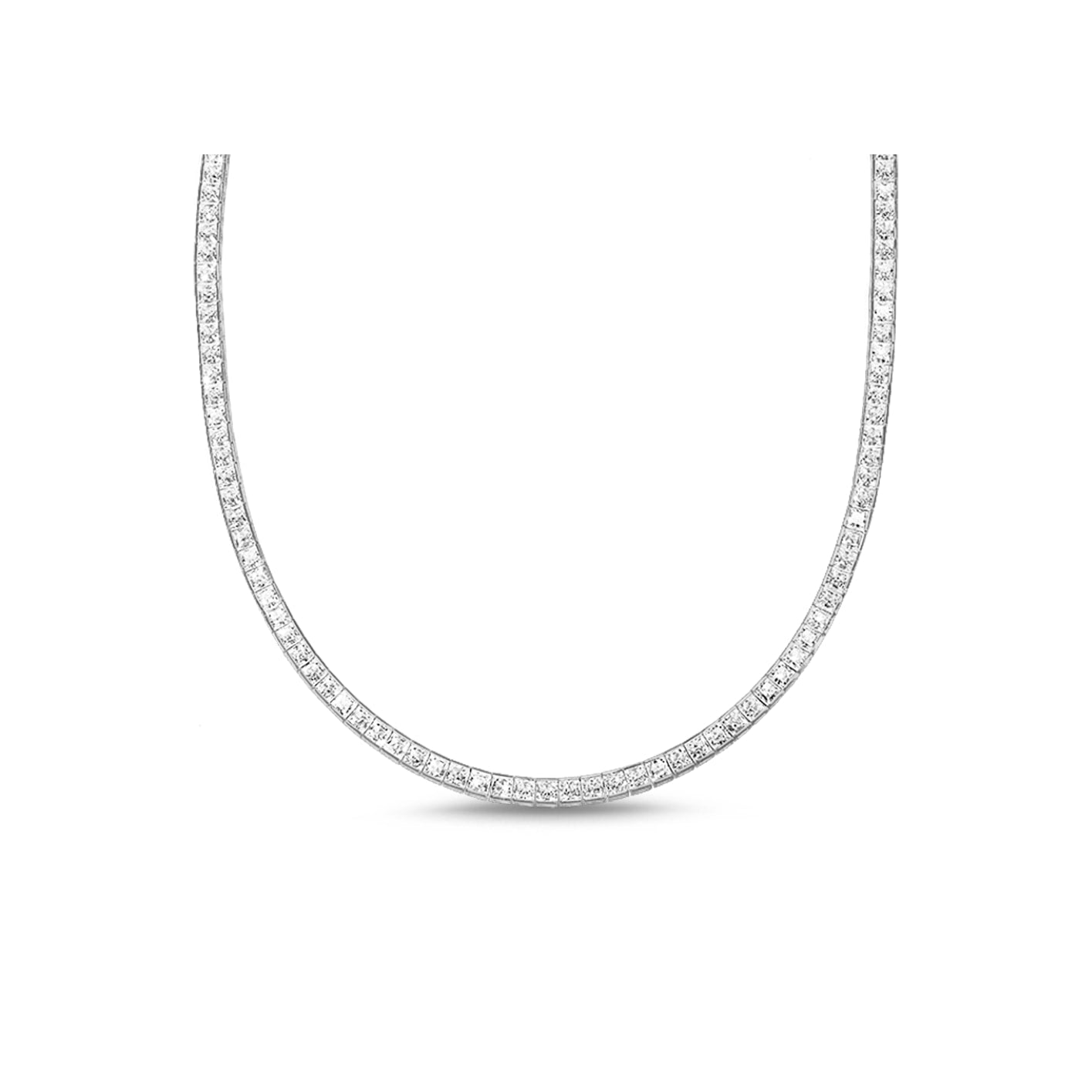 Hariette Princess Diamond Necklace in 18k White Gold Vermeil