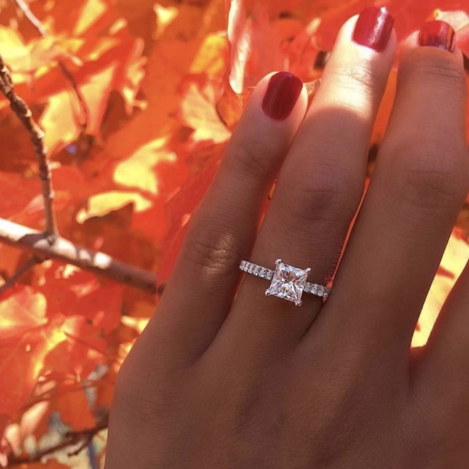 Aoife Princess Solitaire Diamond Ring in 18k White Gold Vermeil