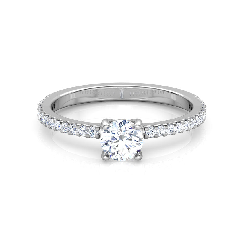 Cirrus 4 Prong Solitaire Diamond Ring in 18k White Gold Vermeil