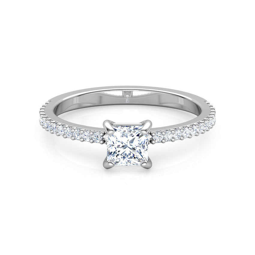 Aoife Princess Solitaire Diamond Ring in 18k White Gold Vermeil