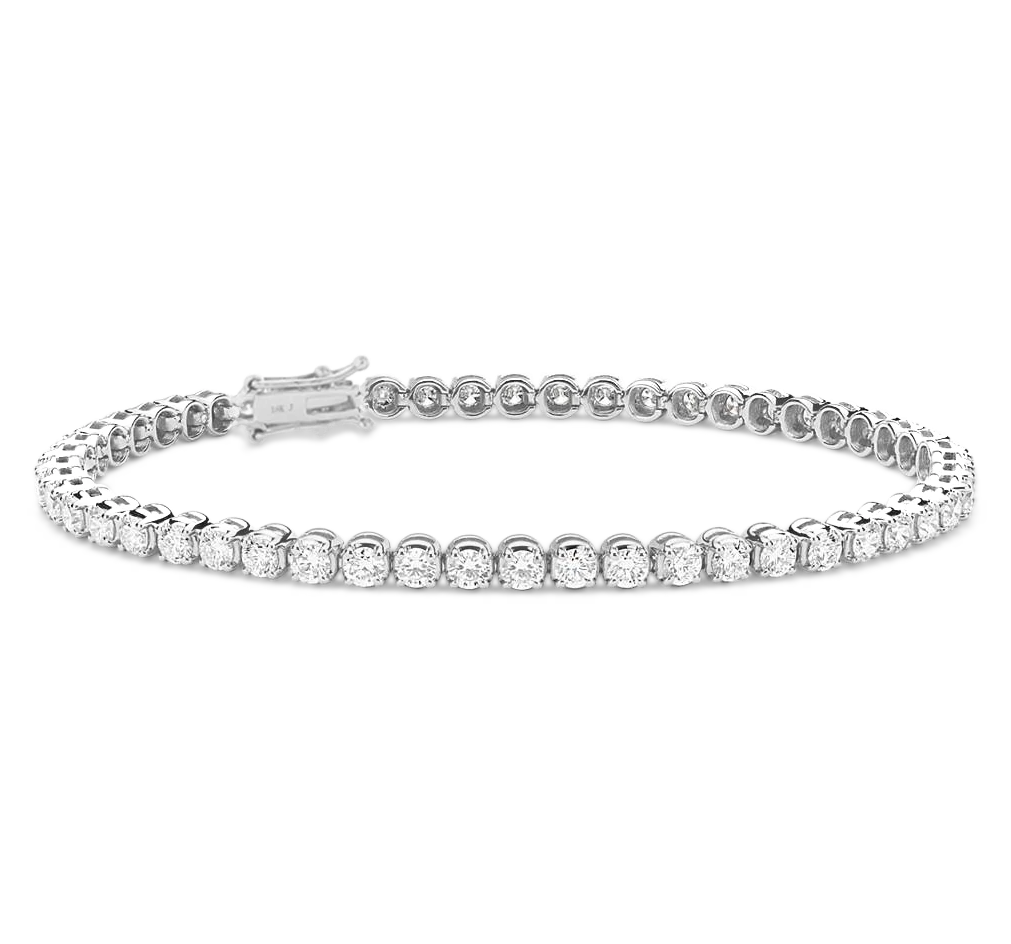 Athena 4 Prong Diamond Bracelet in 18k White Gold Vermeil