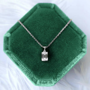 Hamilton Emerald Diamond Pendant in 18k White Gold Vermeil