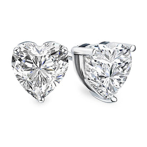 Florence Heart Diamond Earrings in 18k White Gold Vermeil