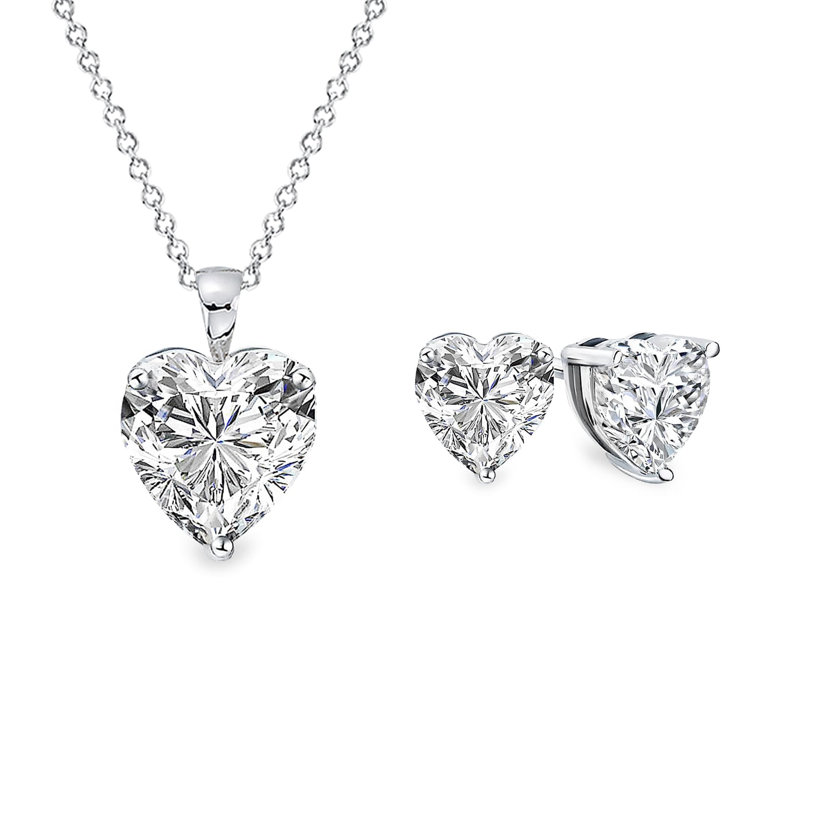 [PROMO SET] Florence Heart Necklace Earrings Diamond Set