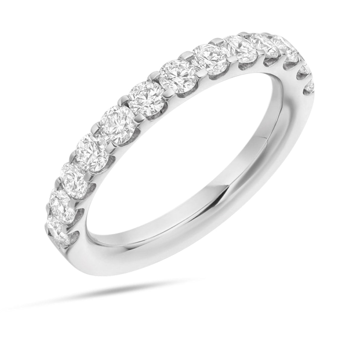 Moire Half Eternity Diamond Ring in 18k White Gold Vermeil