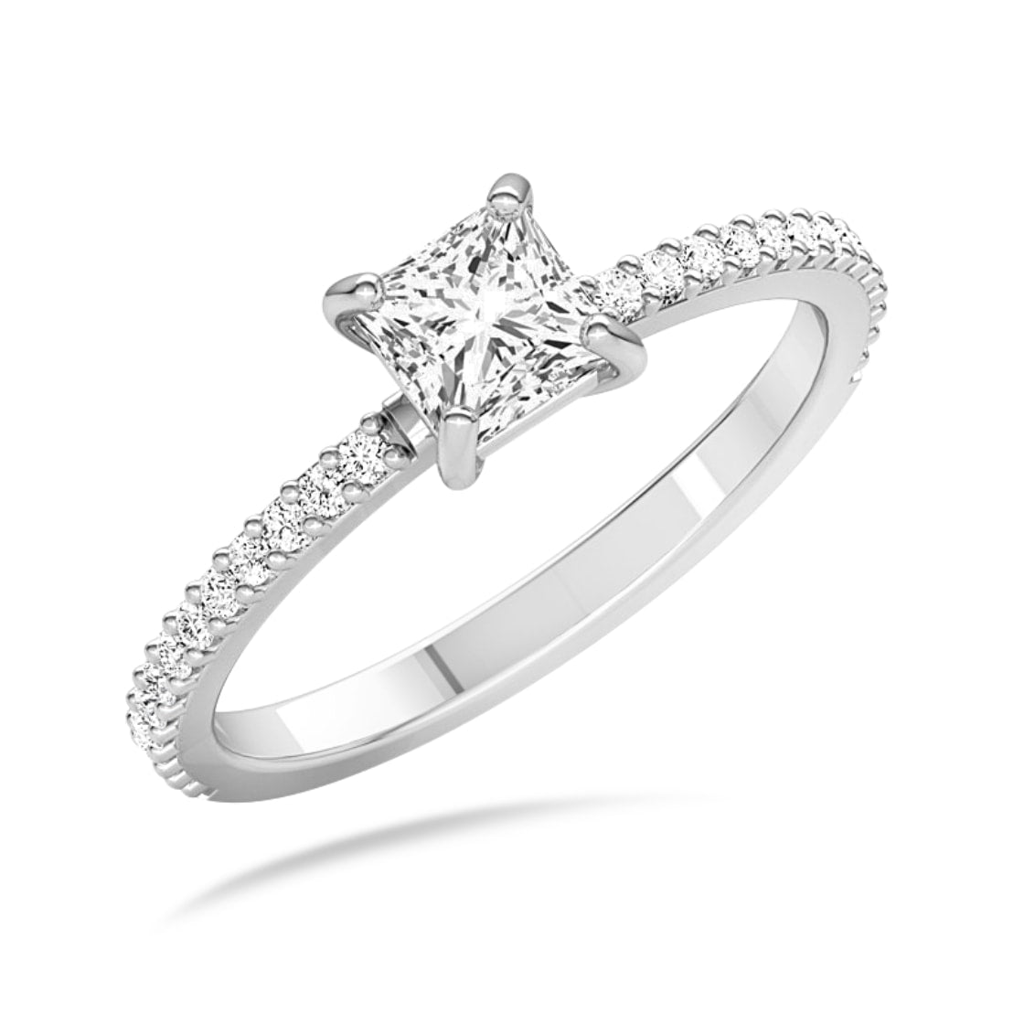 Aoife Princess Solitaire Diamond Ring in 18k White Gold Vermeil