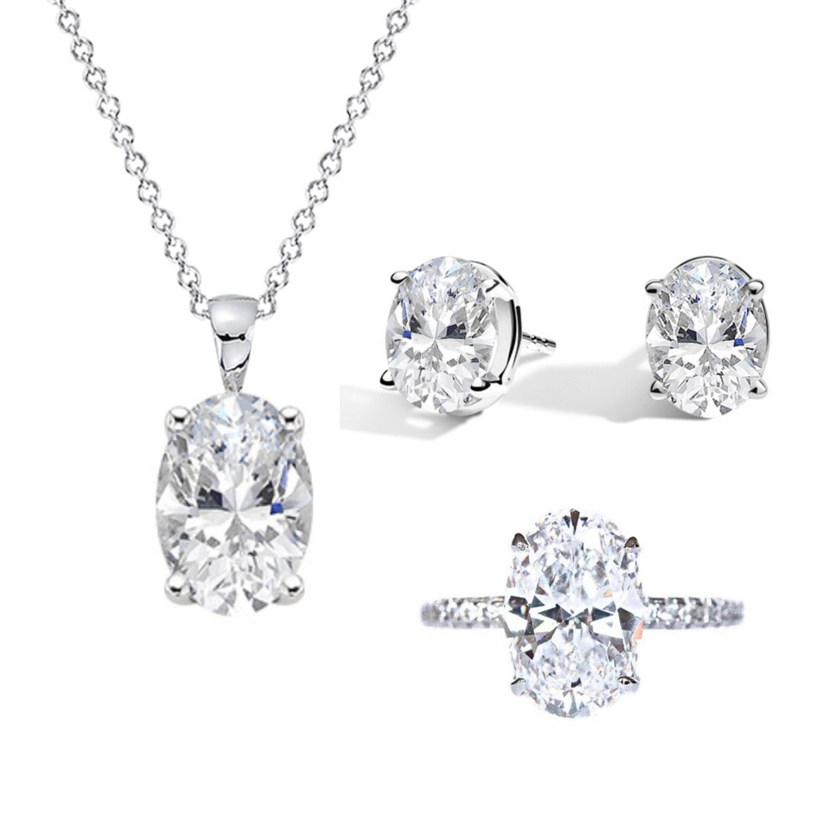 Diamond necklace earring and ring set Clearance