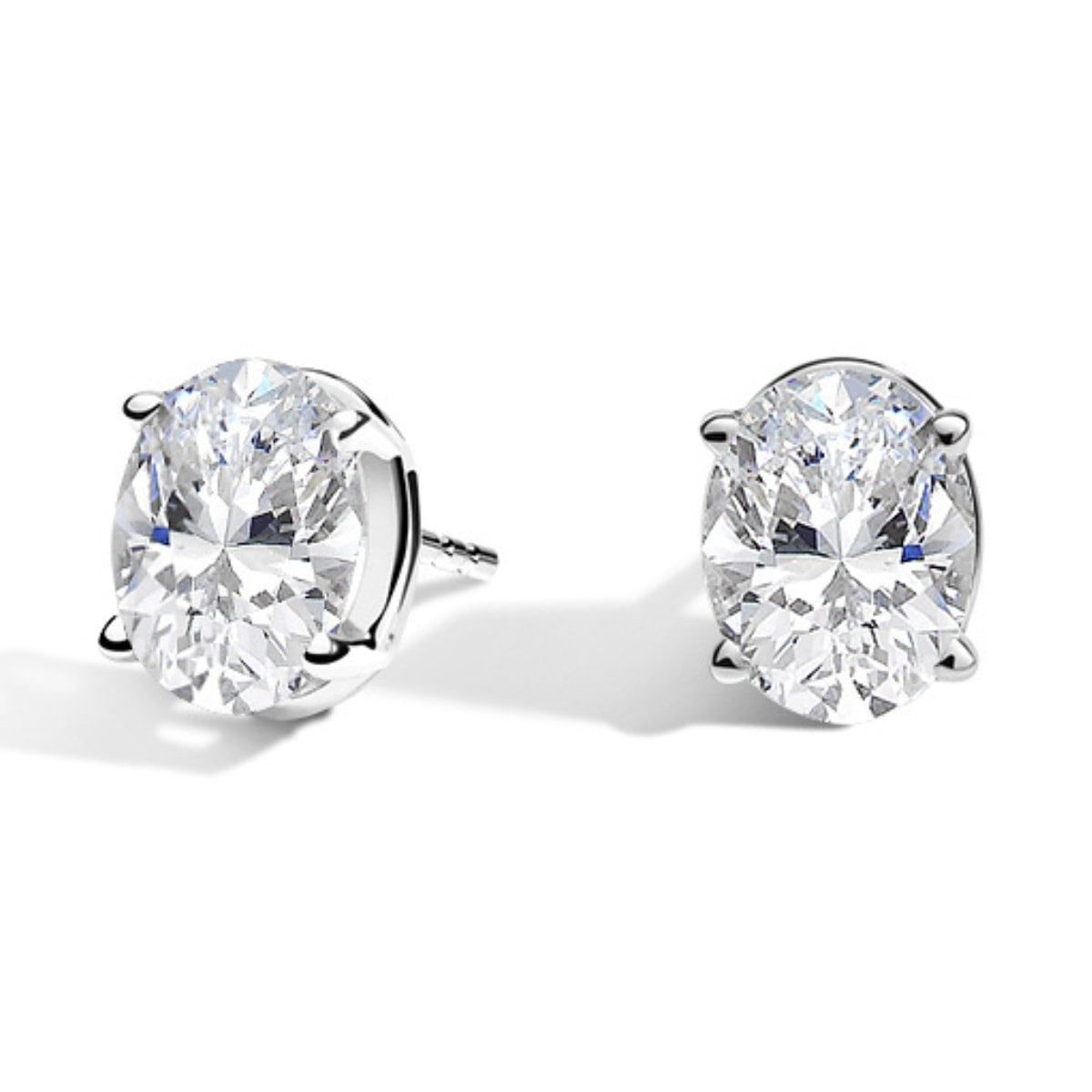 Ophelia Oval Diamond Stud Earrings in 18k White Gold Vermeil