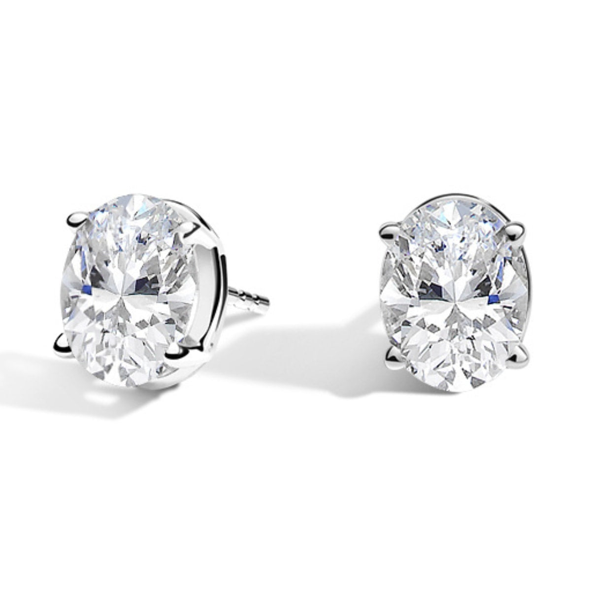 Ophelia Oval Diamond Earrings in 18k White Gold Vermeil