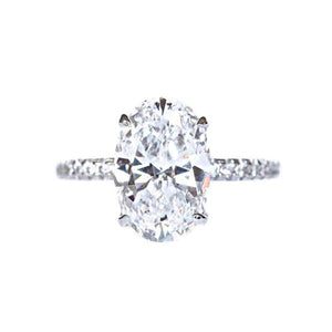 Ophelia Oval Solitaire Diamond Ring in 18k White Gold Vermeil