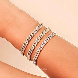 [PROMO SET] Capri Cuban & Monette 4 Prong Bracelet Diamond Set